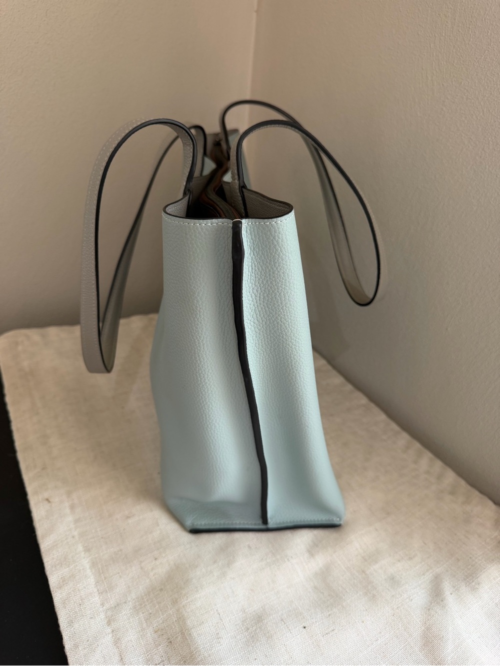 Coach Willow Aqua Blue Colorblock Leather Tote Bag - Picture 3 of 11